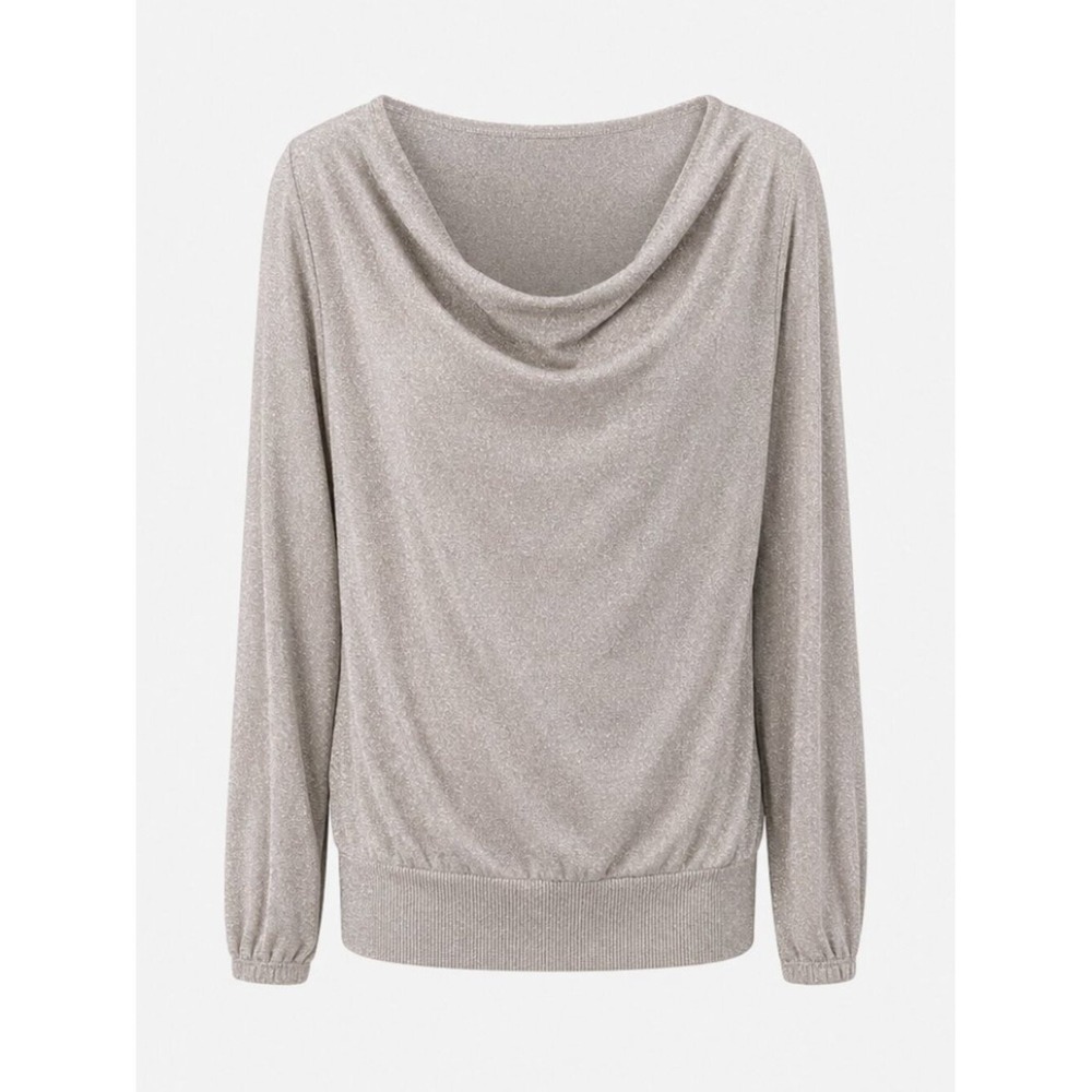 Lane Bryant Gold Shimmer Drape Neck Split Long Sleeve NWT 14/16